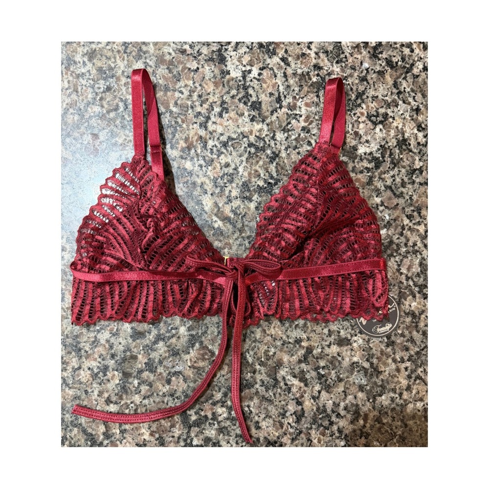 Fantasy Lingerie Vixen‎ Burgundy Lace Front Tie Bralette V772 BUR OS NEW